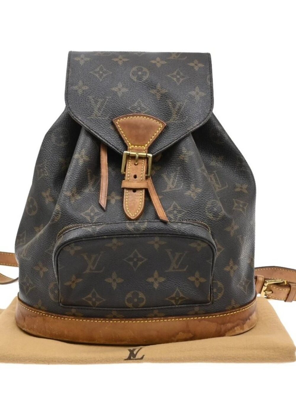 LOUIS VUITTON Montsouris MM Backpack Bag Monogram Leather Brown M51136 18SA126
